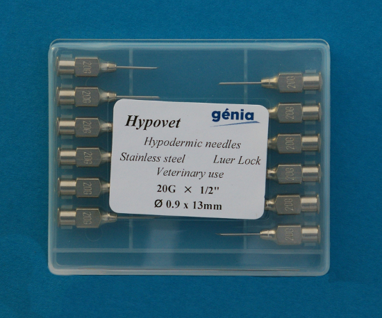 Needle Genia Hypovet tri-bevelled re-useable stainless steel needles 20g x 1/2″